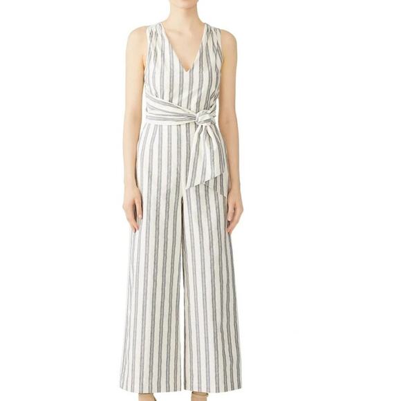 Rebecca Minkoff Striped Marley Jumpsuit Chambray Striped Size 4 - Picture 1 of 4